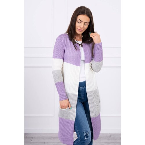 Kesi Cardigan sweater on straps purple+ecru Cene