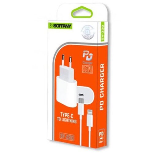  kućni punjač pd soffany type c (tip c) to lightning 18W (SY-220) beli Slike