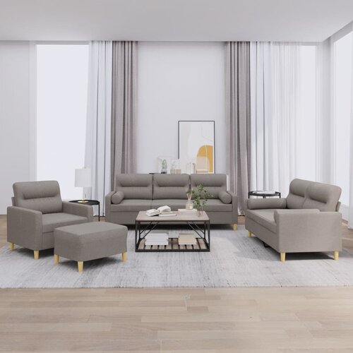  4-dijelni set sofa s jastucima smeđesivi od tkanine Cijene