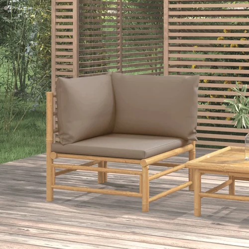  Kutna vrtna sofa od bambusa sa smeđesivim jastucima