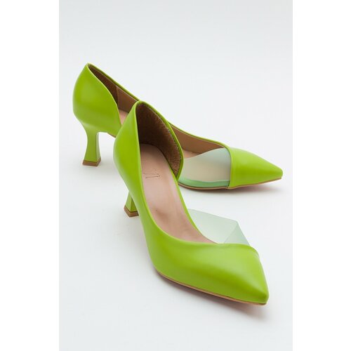 LuviShoes 353 Light Green Leatherette Heels Women's Shoes Cene
