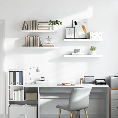  Plutajuće zidne police 4 kom sjajne bijele 80x23,5x3,8 cm MDF Slike