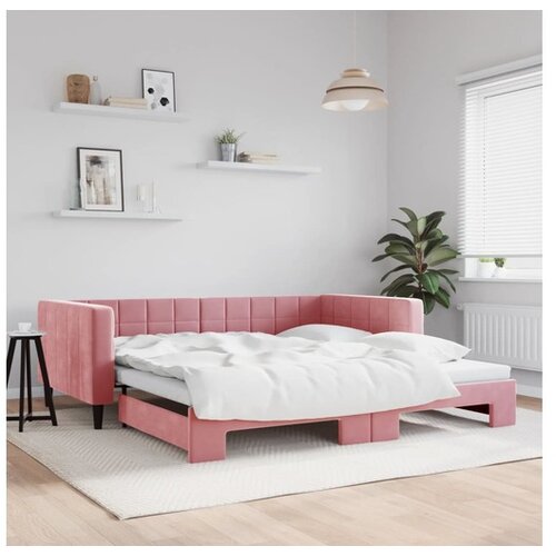 vidaXL Dnevni krevet na razvlačenje ružičasti 100 x 200 cm baršunasti Cijene