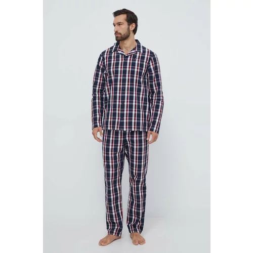 Tommy Hilfiger Pamučna pidžama boja: tamno plava, s uzorkom