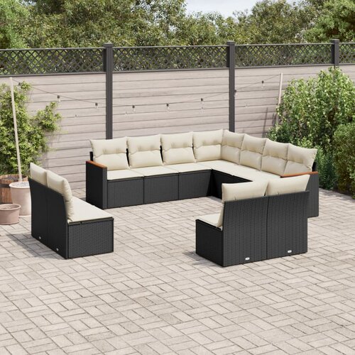  11-dijelni set vrtnih sofa od poliratana s jastucima crni Cijene