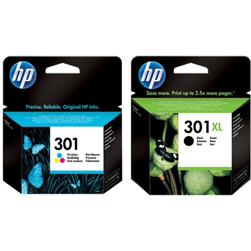 HP Komplet kartuš nr.301 (barvna) + nr.301 XL (črna), original Cene