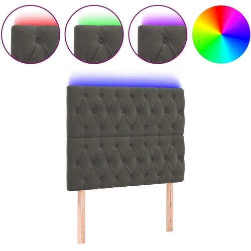 Maison Chic LED Posteljno vzglavje - Vzglavna omarica - Nočna omarica temno sivo 90x7x118/128 cm žamet, (21708837) Slike