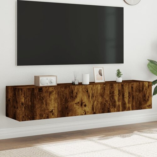 vidaXL Stenske TV omarice z LED 2 kosa dimljeni hrast 80x35x31 cm Cene