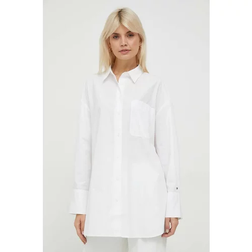 Tommy Hilfiger Bombažna srajca ženska, bela barva