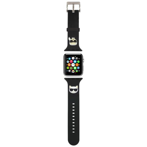 Karl Lagerfeld Silikonski pašček za uro KLAWMSLCKK za Apple Watch 38 / 40 mm - Heads črn Cene