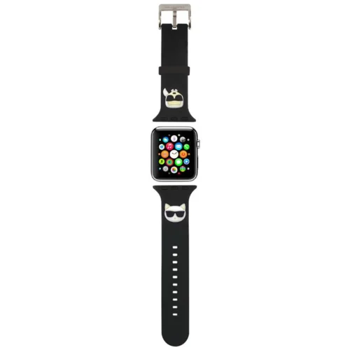 Karl Lagerfeld Silikonski pašček za uro KLAWMSLCKK za Apple Watch 38 / 40 mm - Heads črn