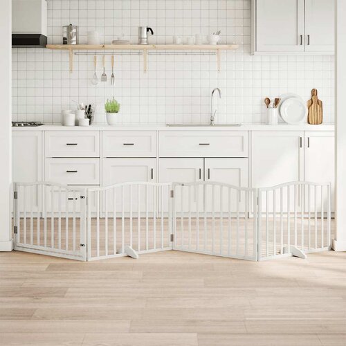 vidaXL Ograda za pse z vrati zložljiva 4 paneli bela 320 cm topolovina Cene