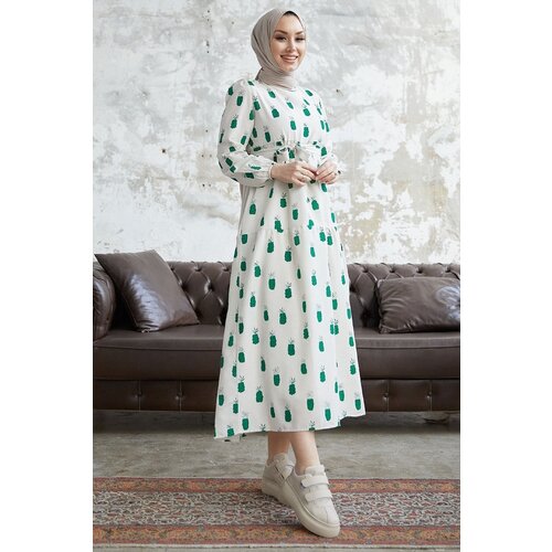 InStyle Alverya Pineapple Pattern Dress - Green Slike