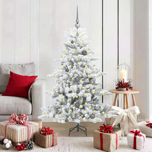 vidaXL Umjetno božićno drvce s nogom s 150 LED dioda Bijelo 150 cm PVC Cene