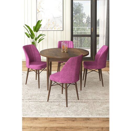 Hanah home Rox - Baroque, Purple BaroquePurple Dining Table & Chairs Set (5 Pieces) Cene