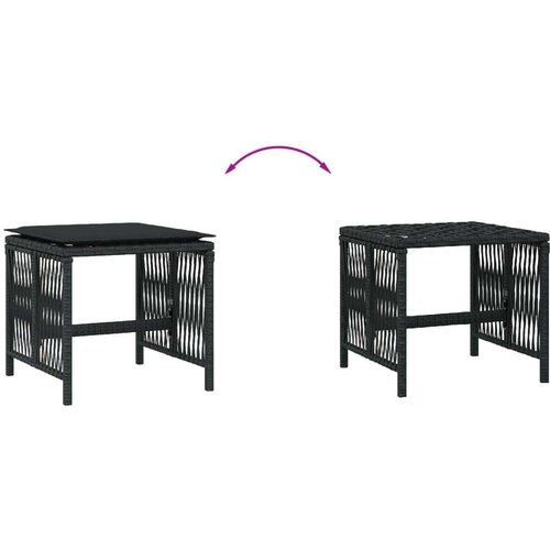 VidaXL Vrtni stolci s jastucima 4 kom crni 41x41x36 cm od poliratana Slike
