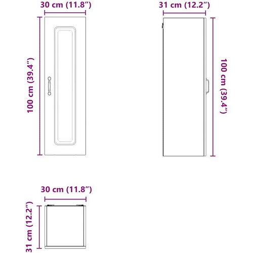 VidaXL Zidni kuhinjski ormarić Zidne Betonski sivi 30 x 31 x 100 cm Slike