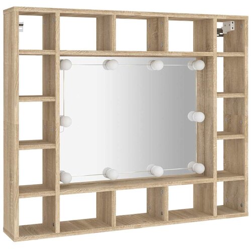  s ogledalom LED boja hrasta sonome 91x15x76,5 cm Slike