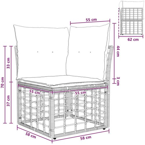  Set vanjskih sofa 12 pcs Crna i tamno siva Poliester - Crna i tamno siva sa stolom Slike