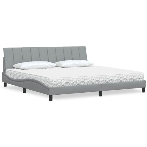 VidaXL Krevet s madracem svjetlosivi 200 x 200 cm od tkanine Slike