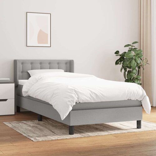  Box spring postelja z vzmetnico svetlo siva 90x200 cm blago, (20724791) Slike
