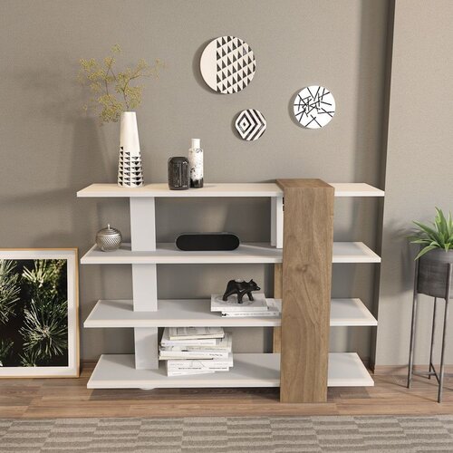Hanah home Nur - White, Walnut WhiteWalnut Bookshelf Cene