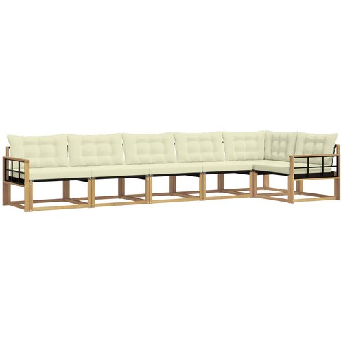  Set vanjskih sofa 6 kom. Bijela i krem Smeđa 406 x 168,5 x 73 cm Slike