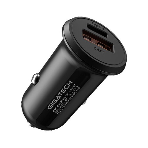 Univerzalni autopunjač za smartphone Gigatech G61, USB i C izlaz, 18W, crni Cijene
