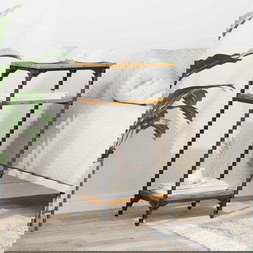 vidaXL Stranska miza s polico Star les 40 x 30 x 75 cm Konstruiran les Cene