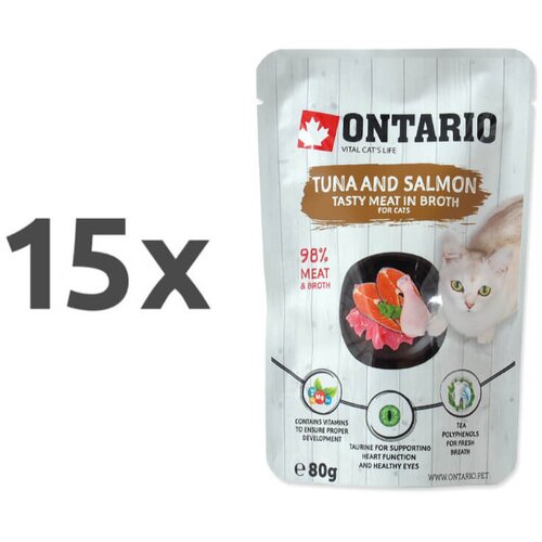 Ontario Cat - tuna in losos v juhi - 80 g 15 x 80 g Cene