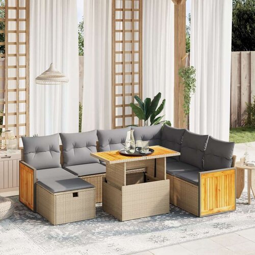 VidaXL 8-dijelni set vrtnih sofa od poliratana s jastucima bež Slike