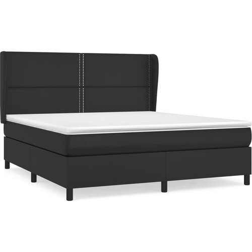Maison Chic Box spring postelja - Vzmetna postelja z vzmetnico črn 180x200 cm umetno usnje SL20334, (21893045) Cene
