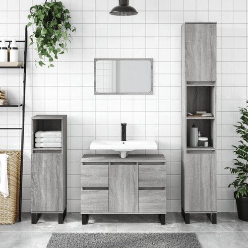 vidaXL Kopalniška omarica siva sonoma 30x30x100 cm inženirski les Cene