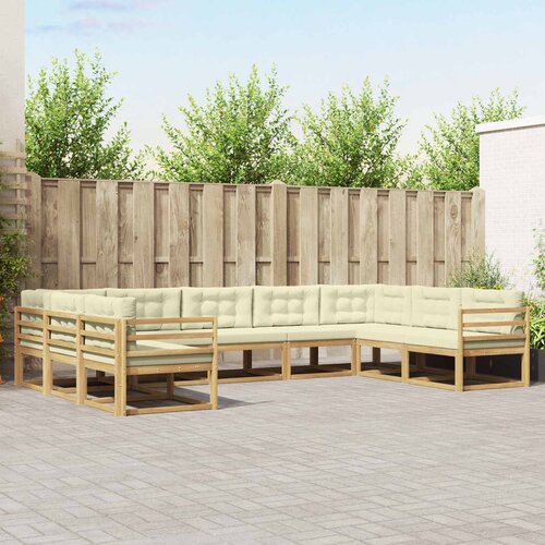  Set vanjskih sofa s jastukom 9 pcs Bijela i krem Cene