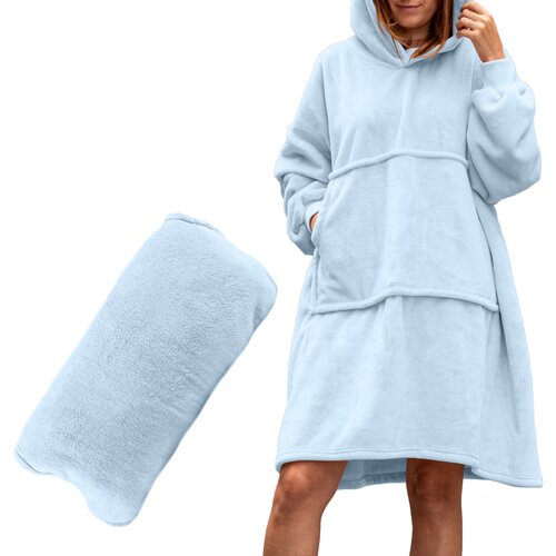 Pulover odeja s kapuco 4v1 &ndash; svetlo modra XXL - Froster - Rojstni dan - Za 18 let - Birma Cene