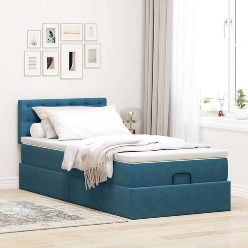 VidaXL okvir kreveta s madraca tamnoplavi 100x200cm bar&amp;scaron;unasti Slike