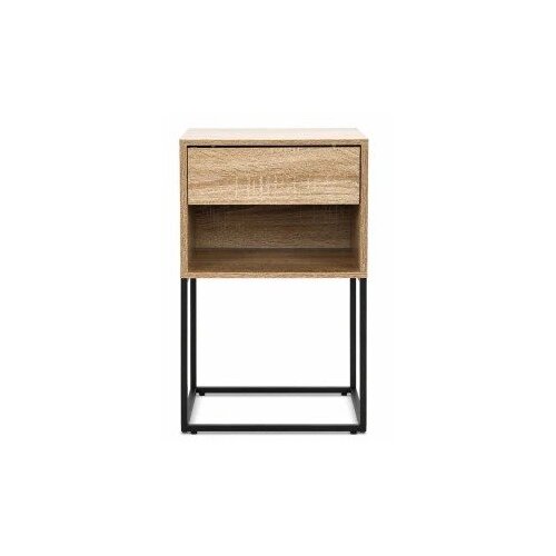ModernHome GIC-NST65-15 &amp;ndash; Noćni ormarić s ladicom i policom, 40 &amp;times; 38,5 &amp;times; 64,5 cm, svijetli hrast/crna Slike
