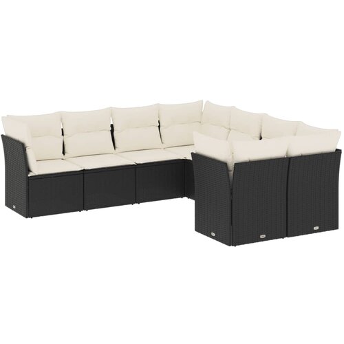  8-dijelni set vrtnih sofa od poliratana s jastucima crni Crna 62 x 62 x 69 cm Slike