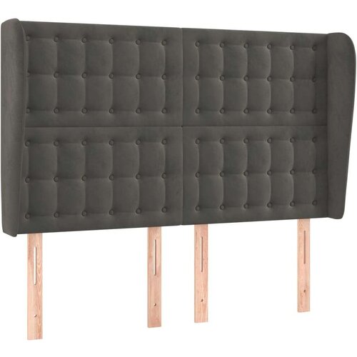  Vzglavje z u&amp;scaron;esi temno sivo 147x23x118/128 cm žamet, (20792845) Slike