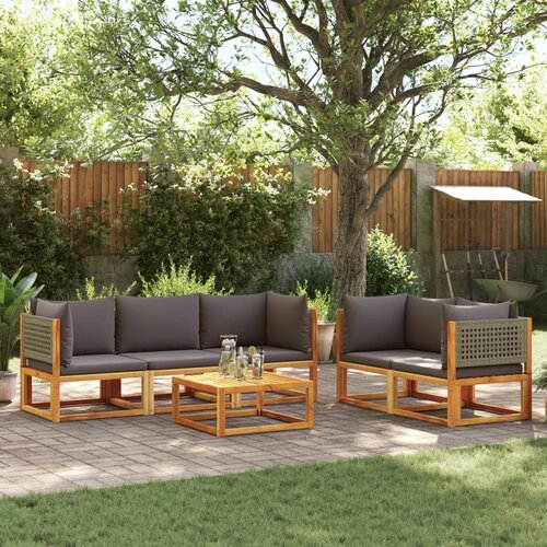 VidaXL 6-dijelna set vrtnih sofa s jastucima masivno bagremovo drvo Slike