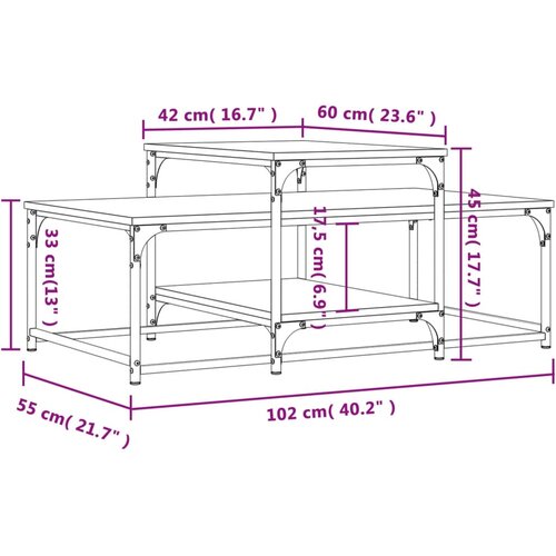  Stolić za kavu boja hrasta 102x60x45 cm konstruirano drvo Slike