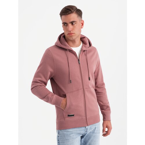Ombre BASIC men's unbuttoned cotton sweatshirt - dark pink Cene
