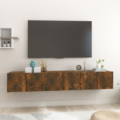 VidaXL Viseča TV omarica 3 kosi dimljen hrast 60x30x30 cm Slike