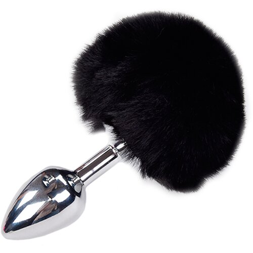 Alive metal anal fluffly plug s black Cene