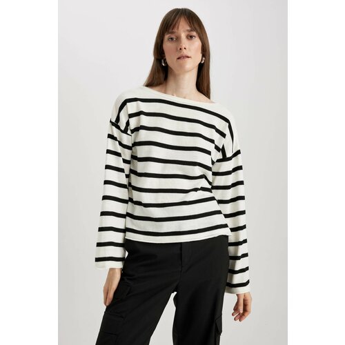 Defacto Relax Fit Crew Neck Striped Sweater Cene