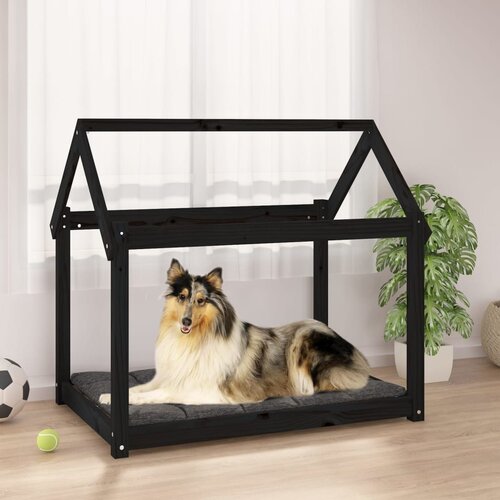 VidaXL Krevet za pse crni 101x70x90 cm od masivne borovine Slike