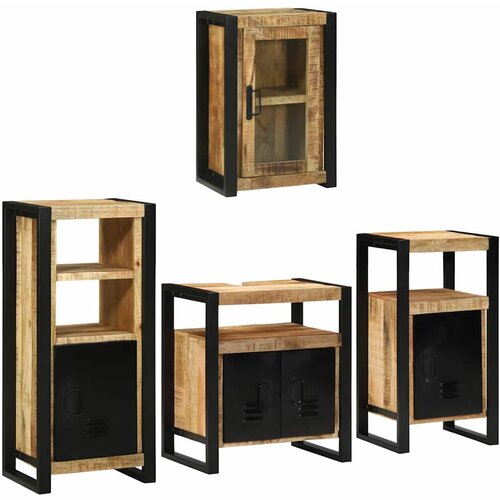 vidaXL Komplet pohištva za kopalnico 4 pcs Rjava Masiven les manga Cene