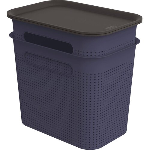 Rotho Temno modre plastične škatle za shranjevanje v kompletu 2 ks s pokrovom 18,5x27x26 cm Brisen – Cene
