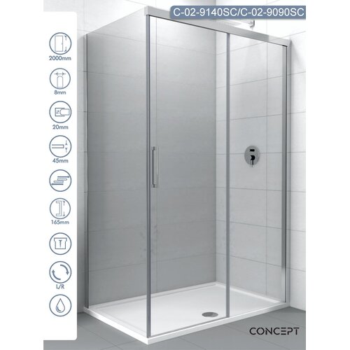 Copen tu&scaron; kabina alpha C-02-9140SC/9090SC, providno staklo 8 mm, srebrni ram, 140x90x200cm Cene