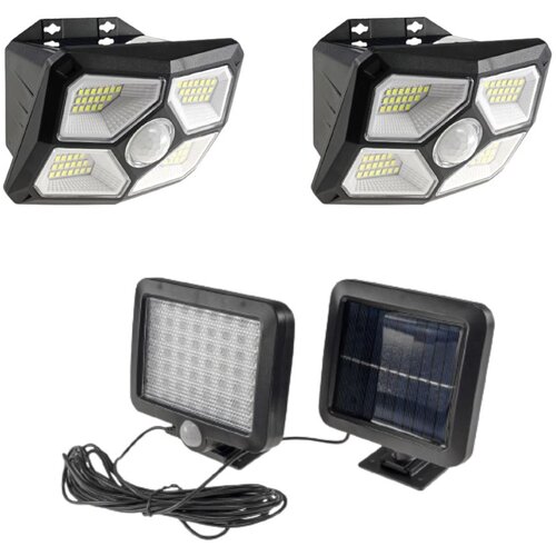Ct Komplet 3 LED solarnih svetil 2x stenska svetilka 72 LED IP65 in 1x solarni reflektor s solarnim panelom 300lm 6000K Cene